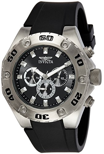 Invicta Men's Quartz Watch with Black Dial Chronograph Display and Black PU Strap 21563