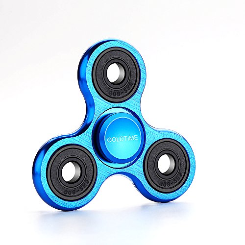Tri-Spinner Fidget, GOLDTIME Metal Hand Spinner EDC Fidget, Spins Up To 5mins, Best Stress Anxiety Boredom Relieves Focus Toy for Killing Time(Blue)