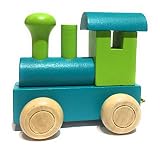 Buchstabenzug bunt | bunte Lok - farbige Waggons | Wunschname zusammenstellen | Holzeisenbahn | EbyReo® Namenszug aus Holz | personalisierbar | auch als Geschenk Set | rot, grün, orange, blau, türkis, petrol |