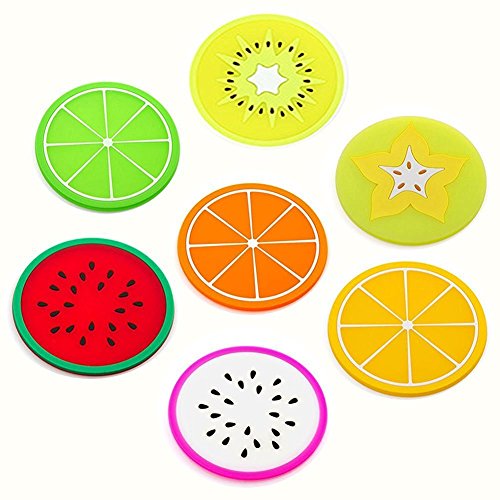 Zedtom 7per Silikon-Untersetzer Coaster - Früchte Stil - 3.5"