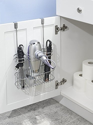 mDesign Fönhalter ohne Bohren – mit Gitterbox – ideal zur Fön Aufbewahrung und Lockenstab Aufbewahrung – einfach aufhängen & Ordnung schaffen - 2