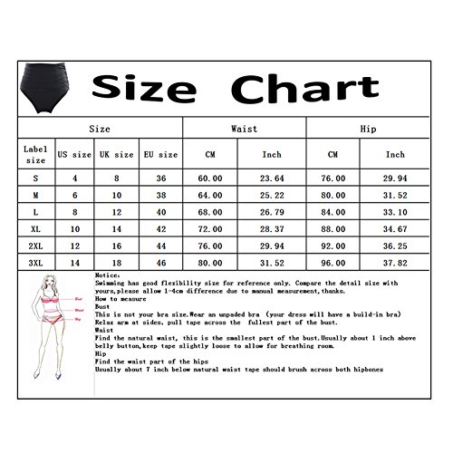 iBaste Damen falten mit hoher Taille Schwimmen Bikinihose - 7