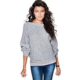 ITISME Damen Strickjacke Frauen Fledermausärmel Strickpullover Lose Pullover Jumper Tops Strickwaren