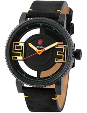Shark Herren Armbanduhr Zahnrad Hohles Zifferblatt Design Pferdeleder Band SH544