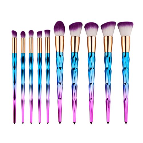 Make Up Brushes, Webla 10 pcs Rainbow Color Elegant Shape Make Up Brush Set Foundation Eyebrow Eyeliner Blush Cosmetic Concealer Brushes Make-up Tools Toiletry Kit