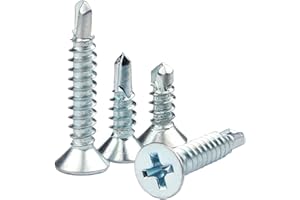 PERCTWARE 100pcs 4.2 * 16 mm Self Tapping Screws Metal Screws Self Drilling Screws for Metal Cross Countersunk Drill Tail Zinc Plated Iron(4.2 * 16mm)