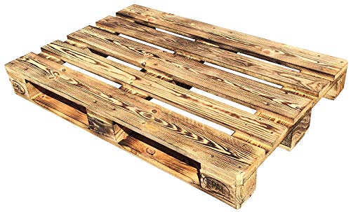 Dydaya 4 Palets Europeos de 80x120 de Madera Quemados y Lijados para Muebles y Decoración (Quemados, 4)