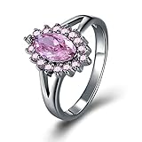 Adisaer Titan Ring Damen Gold Ring for Women Titanring Edelstahl Damen Ring 14K Vergoldet Schwarz Oval Kristall Tropfen Rosa Größe 54 (17.2) Hochzeit Band Süß Ring Für Mädchen