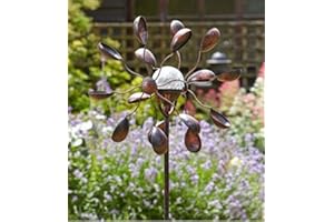 Garden Mile 1.3m Solar Powered LED Wind Spinner Outdoor Garden Lighting Light Up Crackle Ball Large Decorative Light Colour Changing Solar Stake Light 130cm Light Up Garden Ornament