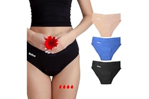 Relixa Periodenunterschwäsche Starke Blutung 3er-Pack Hipsters Damen und Mädchen Bambusstoff Menstruationunterwäsche XS-6XL