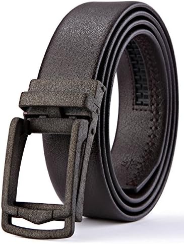 Men's Click Belt, Vlderman Leather Ratchet Belt for men with Click Buckle , Trim to Exact Fit,Big&amp;Tall with Automatic Sliding Buckle