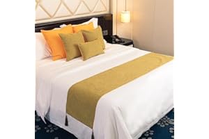 Morbuy Bed Runners Nordic Modern, Scarf Bedspread Bedroom Scarves Bed Scarf Hotel Luxury Protection for Bed Cover Single Double King Size (Yellow,1pc cushion cover 45 * 45cm)