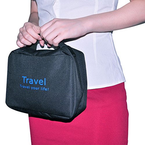 EQLEF® Schwarz Kosmetikum Bade Tasche, Wasserdicht Spielraum-Toilettenartikel Kosmetik Make-up Badezimmer Badewanne Camping Wandern Beutel-Organisator - 2