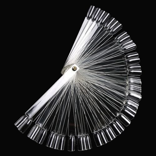 50x Clear False Nail Art Tips Sticks Polish Display Fan For Practice Salon, Can Add/Remove As Required
