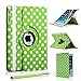 Price comparison product image iPad Mini / iPad Mini 2 II Retina / iPad Mini 3 Polka Dots Leather Flip Stand Case 360 Degree Rotation Cover + Screen Protector + Stylus (Green)