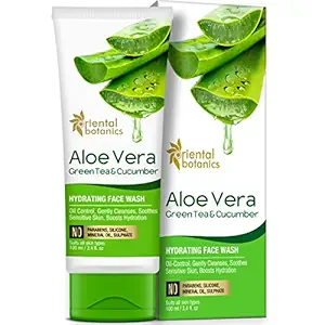 Oriental Botanics Aloe Vera, Green Tea & Cucumber Hydrating Face Wash - No Sulphate, Paraben, Silicone, 100 ml (ORBOT48)