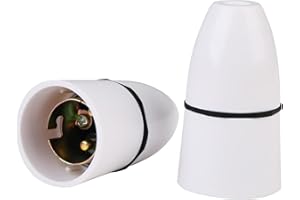 QUWEM 2Pcs B22 Bayonet Pendant Lamp Holder,Bayonet Ceiling Light Fitting Unswitched Cap Rose Lamp Holder Secure Bulb Fittings for Ceiling Mount Hanging Wall Mount Chandelier White