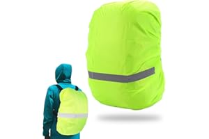 QOWIJEX 1 Pezzo Coprizaino Impermeabile 18-30L Copri Zaino per Pioggia con Strisce Riflettenti Coprizaino Antipioggia Parapioggia per Zaino per Escursionismo Campeggio Ciclismo