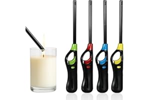 BMLIMITED BML 4 Pack Refillable Gas Lighter Child Safety Lock Adjustable Flame Windproof Fire Lighter For Kitchen Barbecue Candles Cooking Camping Fireworks