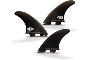 E8 FIN SYSTEM - Pack de 3 Quillas para Tabla de Surf FCS Tri-Set A1 - Aletas de Talla L - Incluye Accesorios como Llave para Cambiarlas, Bolsa - Fabricadas en Fibra de Vidrio