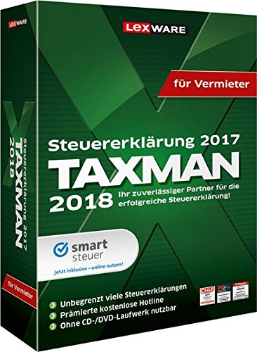 Preisvergleich Produktbild Lexware Taxman 2018 für das Steuerjahr 2017 / Minibox / für Vermieter / Übersichtliche Steuererklärungssoftware für Vermieter / Kompatibel mit Windows 7 oder aktueller
