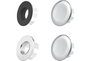 JINTANG 4 PCS Bouchon Trop Plein Lavabo,Anneau de Débordement D'évier,pour remplacer Les Trous d'évier dans Les cuves d'évier de Cuisine (Argent, Noir)