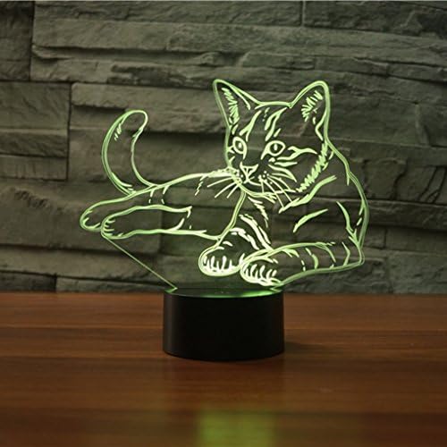 LED 3D Lamp, EONANT 3D Nigh Lights LED USB Touch with 7 Color Optical Illusion Desk Lights for Kids Room Home Decoration (Cat)