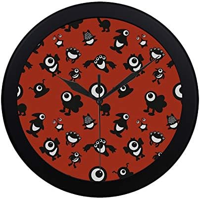 EIJODNL Modern Simple Colored Monsters 3 Wall Clock Indoor Non-ticking Silent Quartz Quiet Sweep Movement Wall Clcok For Office,bathroom,livingroom Decorative 9.65 Inch