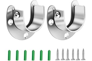 GENERIC 2 Pack Flange Rod Holder, Closet Rod Bracket End Supports Sockets Stainless Steel Pole Sockets for Wardrobe Shower Curtain (28mm/1.1 inch)