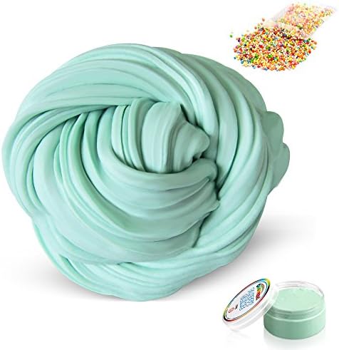 Fluffy Slime, Floam Putty, No Borax, DIY Kit with Foam Beads and Storage Container, Sensory Stress Relief Toy for Kids and Adults, ASMR and ADHD, Stretchy and Soft, Non-Sticky, 5 Ounce, 150 Grams, Blue