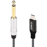 J&D Cavo Audio per Chitarra da USB Tipo C a 6,35 mm 1/4 di Pollice TS Cavo per Microfono per Registrazione Audio, Basso, Pian