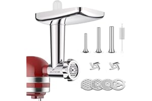 GVODE Accesorio Picador de Carne para KitchenAid, Incluye Rellenador de Salchichas, Perfecto Accesorio Picador de Carne de Acero Inoxidable para KitchenAid