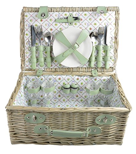 Esschert Design Botanicae Picknick Korb 4 Personen, holzfarben, 47 x 31.6 x 20.7, BT051