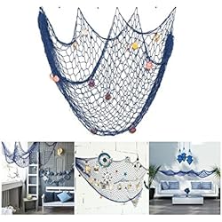 Red de pesca decorativa LoveTree, estilo mediterráneo, azul, M(150 x 200cm)