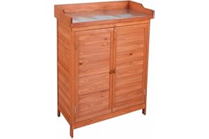 Gardiun Armario Multiusos para Jardín Ally 75x40x94 cm en Madera de Abeto Tratada con Pintura Eco y Encimera de Acero Galvanizado