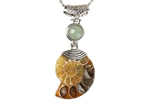 MCWJ Cristallo naturale Cabochon Pietra Ammonite Fossili Conchiglia Lumaca Oceano Reliquiae Conchiglia Animale Ciondolo Donna Uomo Gioielli-Avventurina Verde