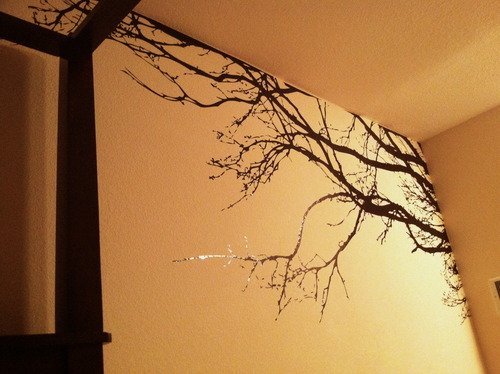 Wandaufkleber Baum Top Niederlassung Hause Vinyl Wandtattoo Aufkleber Wall Art sticker 100 „(w) * 44“ (h)(schwarz) - 4