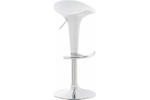 ‎CLP CLP Barhocker Saddle mit drehbarem Kunsttoffsitz und Fußablage I Höhenverstellbarer Hocker mit Metallgestell in Chrom-Optik, Farbe:weiß