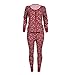 Produktbild Kolylong® 2017 Hot Sale ! Damen Weihnachten Pyjamas Set Herbst Winter Hirsch Drucken Nachtwäsche Tops + Hosen Elegant Schlafanzug Hausanzug (S, Rot)