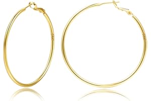 MOROTOLE Creolen aus Sterling Silber,Gold Silber große Creolen für Damen 14 Karat echt Vergoldet Große Dünne Creolen Hypoallergen Kreis Endlose Creolen, 20/30/40/50/60/70 mm für Mädchen