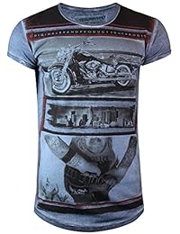 trueprodigy Casual Hombre marca Camiseta estampado ropa retro vintage rock vestir moda cuello redondo manga corta slim fit designer cool urban fashion t-shirt color azul 1063123-4014