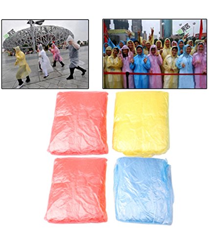 imbs desechable Raincoat  Impermeable emergencia Poncho Abrigo Adulto para Camping, Festivales y senderismo pesca viaje Poncho  Capa de capucha Mac), color aleatorio