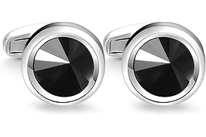 MERIT OCEAN Cufflinks for Men, Crystal Round Cuff Links Mens Shirt Suit for Wedding Business Gifts