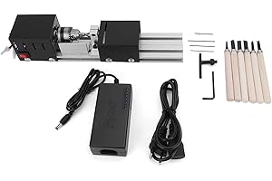 FTVOGUE Máquina de Granos Torno Cuerpo de Metal Completo Mini Bricolaje Torno de Madera Molienda Pulido Taladro Herramienta(EU plug)