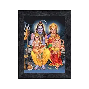 Bhole Nath parivar (Maa Parvati, Ganesh, Kartikey and Shiv Shankar) Religious Wood Photo Frames(photoframe,Multicolour,8x6inch)-20052