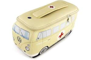 BRISA VW Collection - Volkswagen Bolsa de Maquillaje cosmético sartículos de tocador de Neopreno T1 Camper Bus (Ambulancia/Beige/Pequeña)