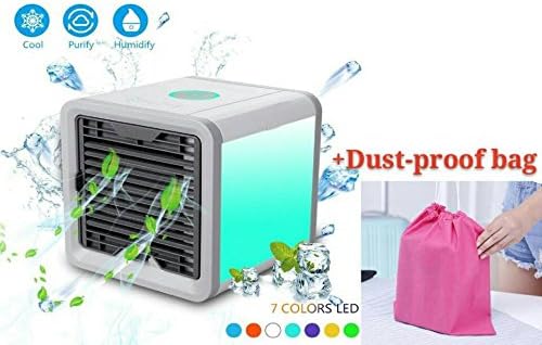 Air Cooler, Arctic Air, Personal Space Cooler, Portable Mini Cooler, Personal Space Cooler, Third Gear Speed Chill Room, Office Cooler humidifier & purifier by up to 5-8 Degrees,1.2m Cooling Area, 7 Adjustable LED Lights Color(White) (White)