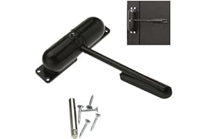 TOPHOMER Cierre Automático, Cierre Ajustable, Cierra Puertas Ajustables, Silencio Cierra El Resorte Con Varilla De Ajuste, Placa De Montaje Y Tornillos, Para El Exterior Interno Residencial Comercial (Negro)