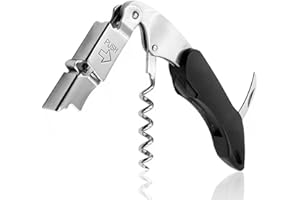 Kellnermesser Korkenzieher Wein Weinöffner Weinflaschenöffner - Allpeak Edelstahl Korkenzieher mit Lederetui, Profi Korkenzieher, Flaschenöffner, Folienschneider, für Bier, Wein, 3 in 1 Kellnermesser