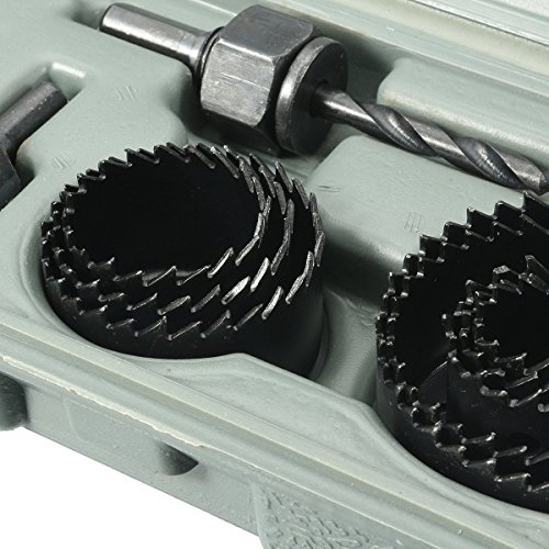 11 tlg Lochsäge Set,Drillpro Lochsägen Bohrer Holz Werkzeug Dosenbohrer Bohrkronen Lochsägensatz,für Holz,Gipskarton,Bauplatten 19-64mm - 2